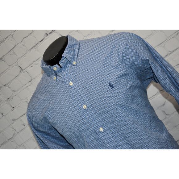 Polo Ralph Lauren Dress Shirt Mens Size Large Blue Plaids - Picture 6 of 6